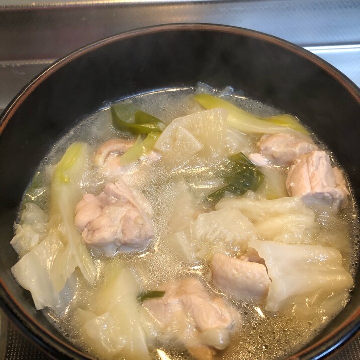 鶏肉と白菜と長ネギのスープ^_^
